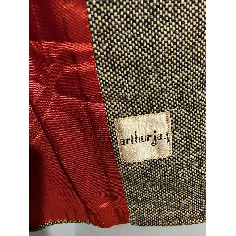 Vtg Arthur Jay S Blk Cream Tweed 3/4 Slv Short Cropped Swing 50s 60s Jacket - Picture 10 of 11
